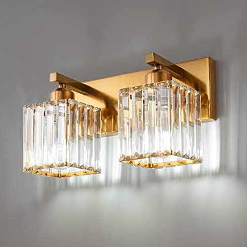 Modern Bathroom Vanity Light 6-Lights Gold Crystal Bathroom Wall Light Vanity Light Fixtures,12.59-inch Modern Minimalist Design
