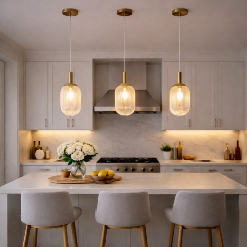 Gemma Gold and Clear Glass Pendant Ceiling Light, 6-Inch, 110-120V