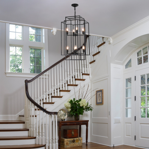 18-Inch Matte Black 8-Light Geometric Iron Pendant Chandelier