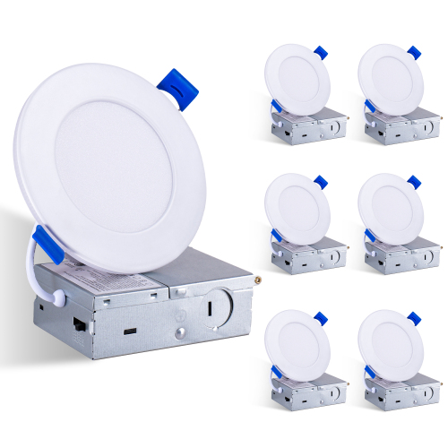 4-Inch White LED Recessed Light, 6-Pack, Dimmable 5CCT, Acrylic & Iron