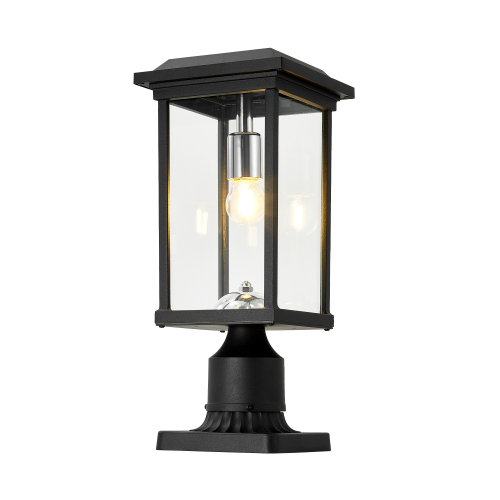 13.8-Inch Black Aluminum Dusk-to-Dawn Post Light with Pier Base