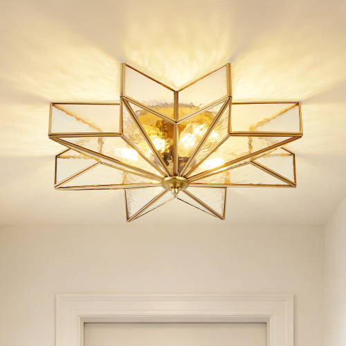 20-Inch Gold Brass Star Flush Mount Ceiling Light for Entryways