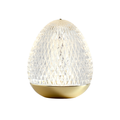Gold Aluminium Cordless Egg Lamp, 4.7-Inch Rechargeable Bedside Light