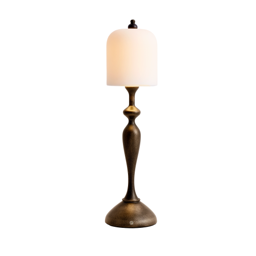 Vintage Bronze Aluminum Gourd Table Lamp, 11.8-Inch Dimmable
