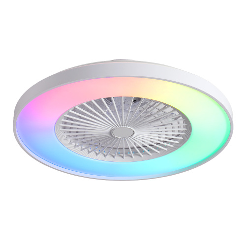 24-Inch White ABS+PC Bladeless Ceiling Fan with RGB LED Light
