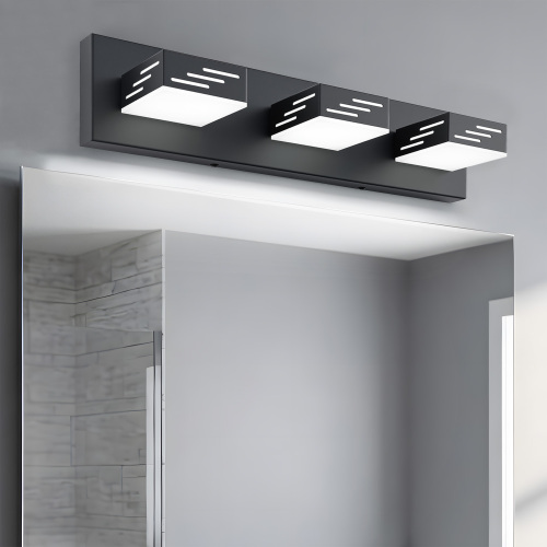 3-Light Black Iron LED Bathroom Vanity Wall Light, 19.7-Inch