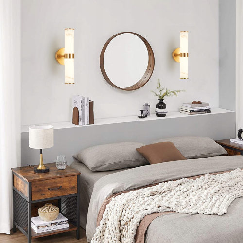 Modern Set of 2 Gold Iron Vertical Wall Sconces, 13.8-Inch