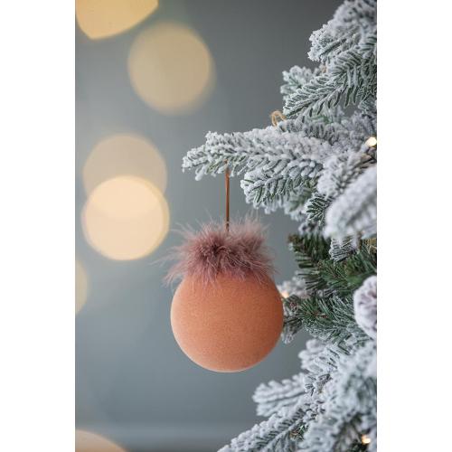 Set of 6 Brown Glass Christmas Ball Ornaments, 3.9-Inch Holiday Decor