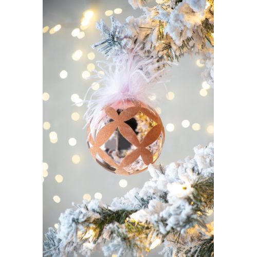 4.7-Inch Pink Glass Christmas Ball Ornaments for Trees, Set of 4