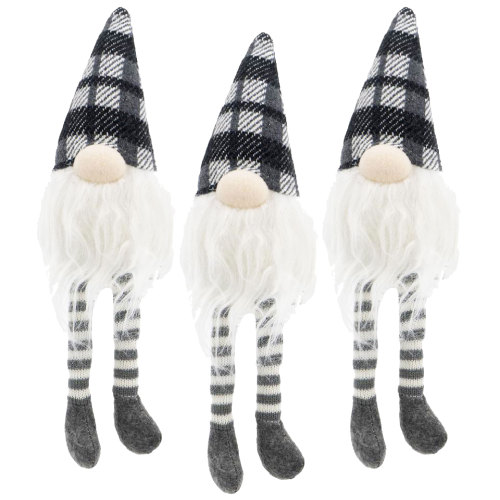Gray Polyester Sitting Gnome Table Ornaments, 3-Piece, 20.1-Inch