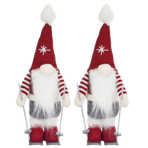 2-Piece 20.1-Inch Christmas Gnome Decor in Blue and Brown Polyester Blend