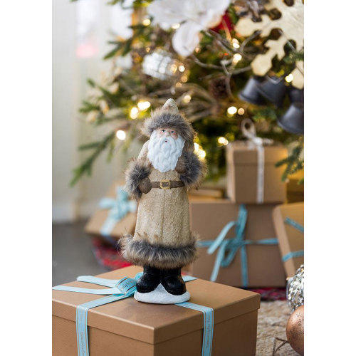 Set of 2 White Ceramic Christmas Gnomes, 4.3 x 4.3 x 20.1 in