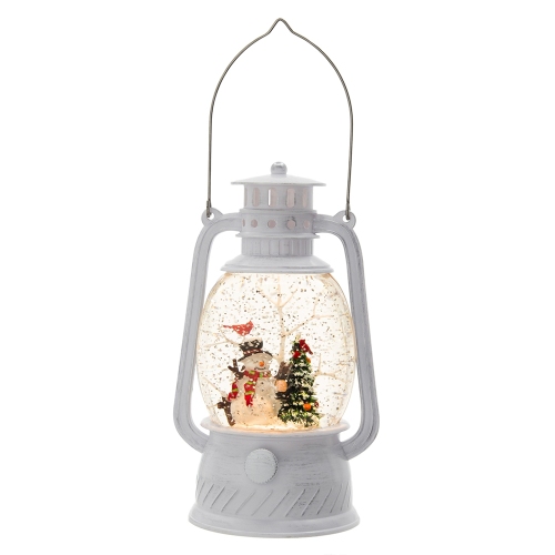 White Plastic LED Christmas Lantern, 4.7 x 4.7 x 8.3 Inches
