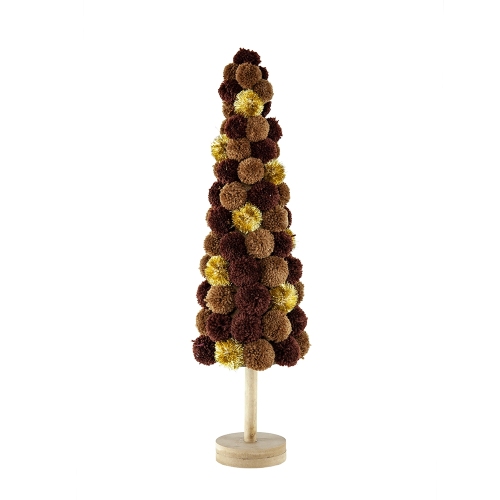 Tall Christmas Tree Table Decor, Coffee/Multi Polyester, 8.7x8.7x31.5 in