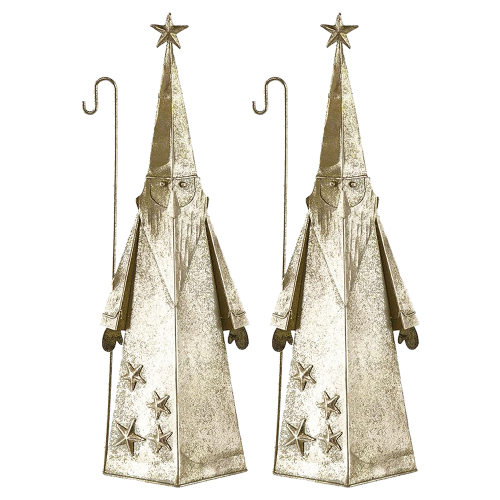 Gold Iron Santa Décor, 2-Pack, 6 x 3 x 16.3-Inch Holiday Accents
