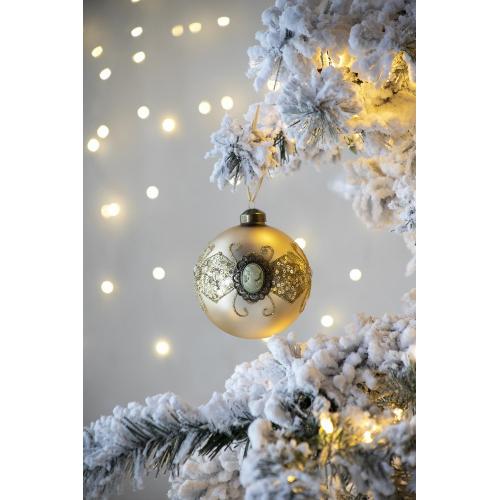 Set of 6 Gold Glass Christmas Ball Ornaments, 3.9-Inch Diameter