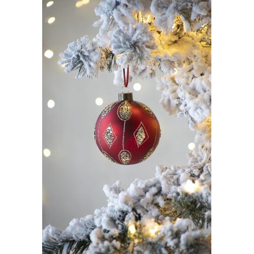 3.9-Inch Red Glass Christmas Ball Ornaments, Set of 6 for Holiday Decor