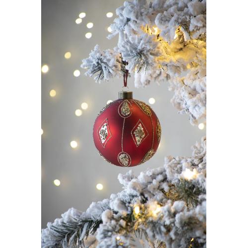 Red 3.9-Inch Glass Christmas Ball Ornaments, Set of 4 for Holiday Decor