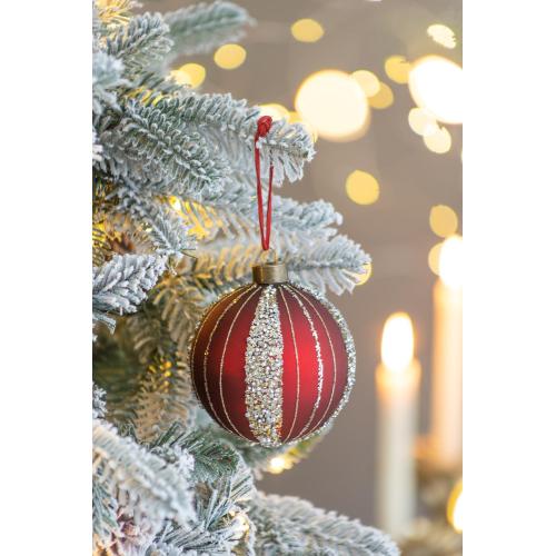 3.9-Inch Red Glass Christmas Ball Ornaments, Set of 6 for Holiday Decor - Red - Glass