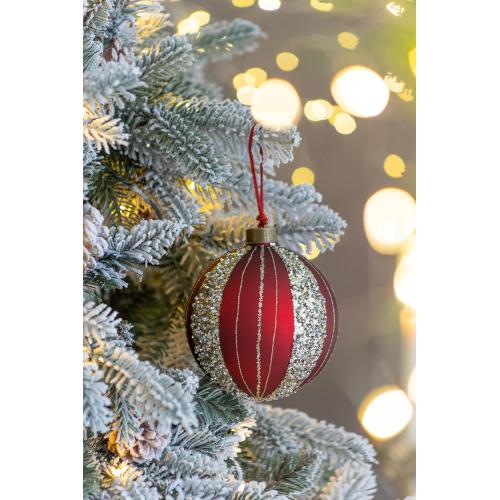 Set of 4 Red Glass Christmas Ball Ornaments, 4.7-Inch Holiday Decor