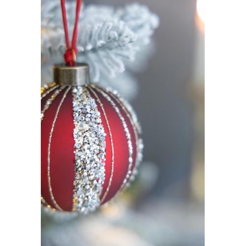 3.90-Inch Red Glass Christmas Ball Ornaments for Tree Decor, Set of 12