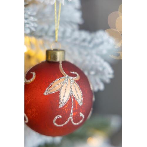 3-Inch Red Glass Christmas Ball Ornaments, Set of 12 for Holiday Decor