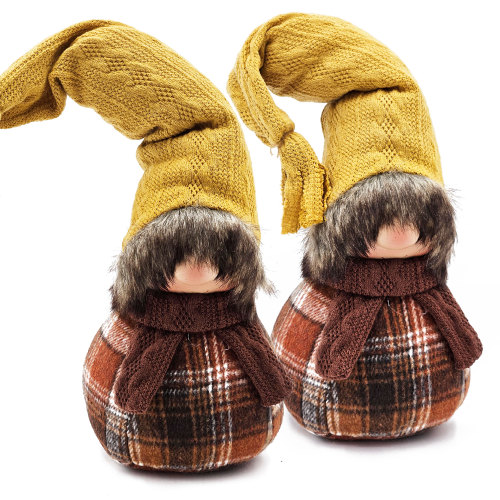 2-Piece Brown Fall Gnome Decorations for Thanksgiving, Polyester Blend