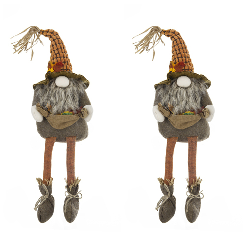 2-Piece 10.2 x 8.7 x 24.5 in. Polyester Brown Gnome Decor