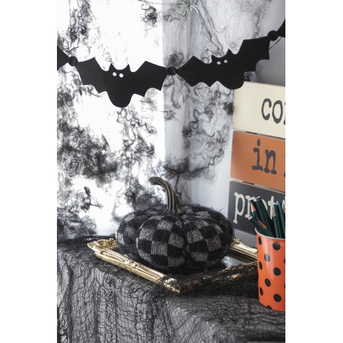 Set of 2 White Polyester Fabric Pumpkins, 8.3 x 8.3 x 6.7 in