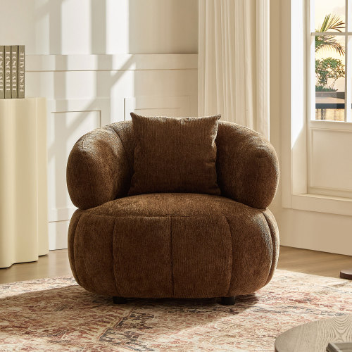 Modern Curved Foam Sofa in Brown with Ergonomic Silhouette Design