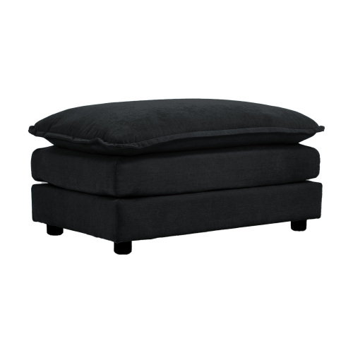 Black Chenille 1-Seat Ottoman Footrest for 2- to 4-Seat Sofas