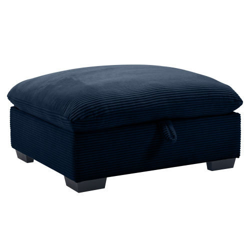 35.43-Inch Blue Corduroy Ottoman Footrest for 2- to 4-Seat Sofas