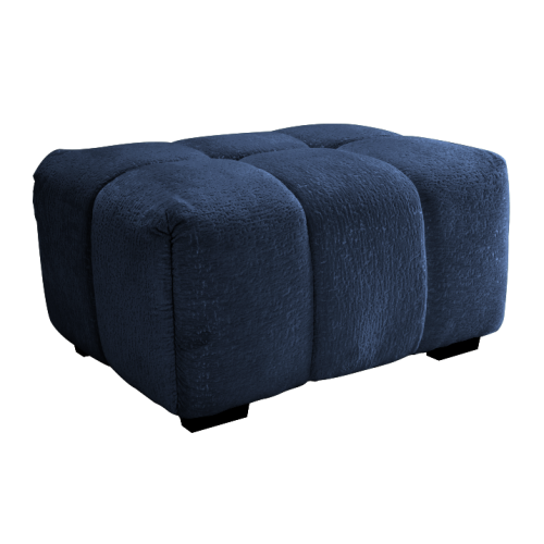 Blue Chenille Ottoman Footstool, 35.43 x 27.95 x 16.54 in