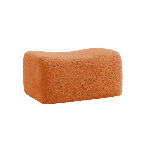 Orange Teddy Fabric Ottoman, 35.43 x 27.95-Inch Living Room Footstool
