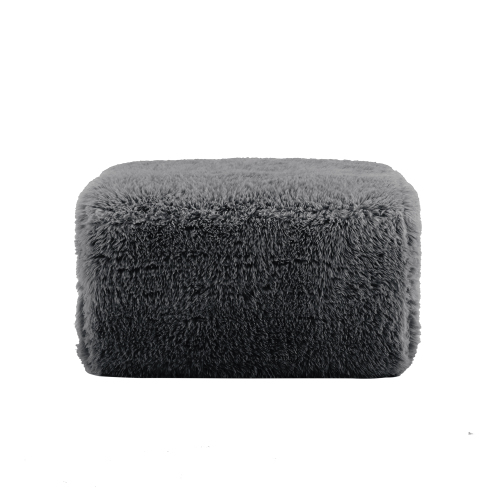 Aviana Dark Grey Plush Ottoman, 35.43-Inch Living Room Footstool