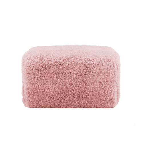 Aviana Pink Plush Ottoman Footstool, 35.43 x 27.95 x 16.54 Inches