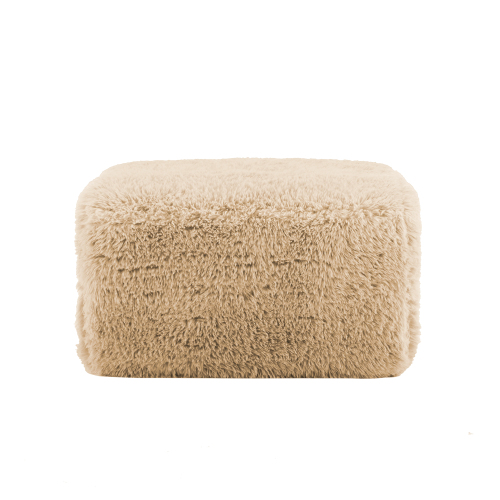 Aviana 35.43-Inch Plush Fabric Ottoman in Light Khaki