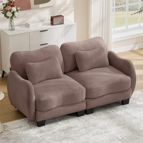 Rose Dust Chenille 2-Seat Loveseat with Curved Ergonomic Design