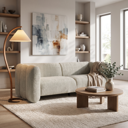 Tonson 83-Inch Light Green Fabric Wave Design 3-Seater Sofa