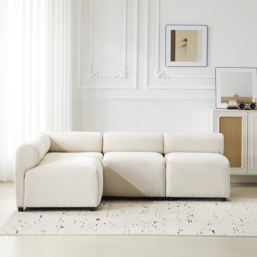 Evelyn 83-Inch Beige Fabric 4-Piece L-Shaped Modular Sectional
