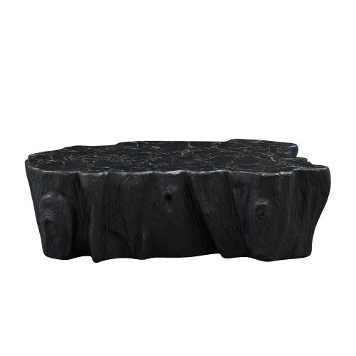 48.62-Inch Black Fiberglass Sculptural Mid-Century Coffee Table