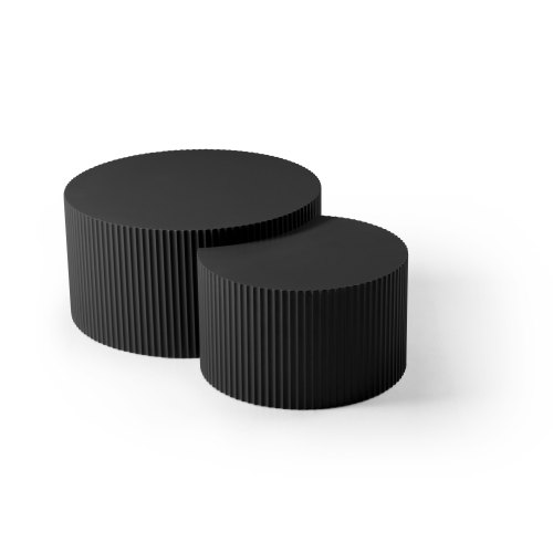 Black MDF Nesting Table Set, Round and Half-Moon, 31.5-Inch
