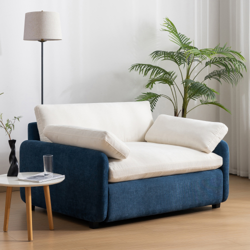 Blue Oversized Chenille Accent Chair, 50 x 43-Inch Wide Seat