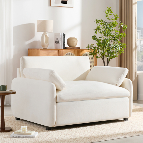 Modern Cream Oversized Chenille Accent Chair, 50 x 43 x 34 Inches