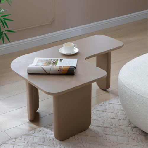 35.43-Inch Khaki L-Shaped Fiberboard Modern Coffee Table