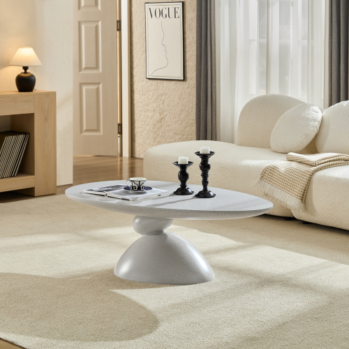 47.24-Inch Speckled Stone Gray Fiberglass Oval Coffee Table