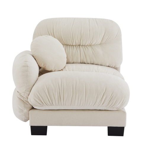 Beige Chenille LSF One-Seat Sofa for Main Living Room Seating