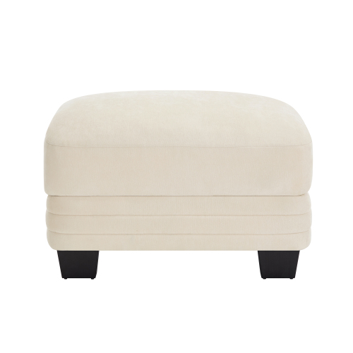 Beige Chenille Fabric Ottoman, 30.31 x 21.65 x 18.89 Inches