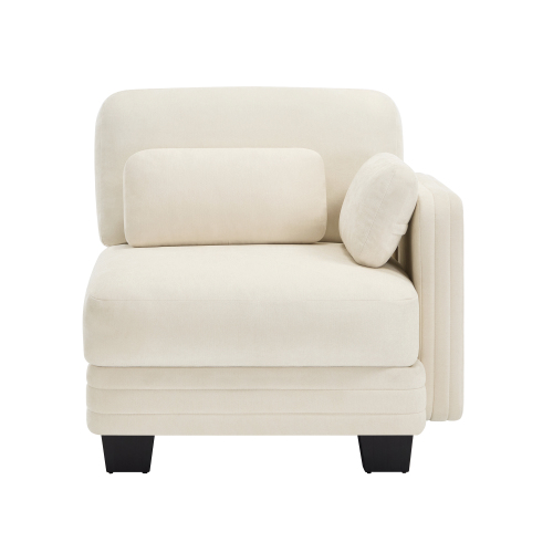 Beige Chenille 1-Seat Sofa Chair with Pillows, 34.64-Inch Wide