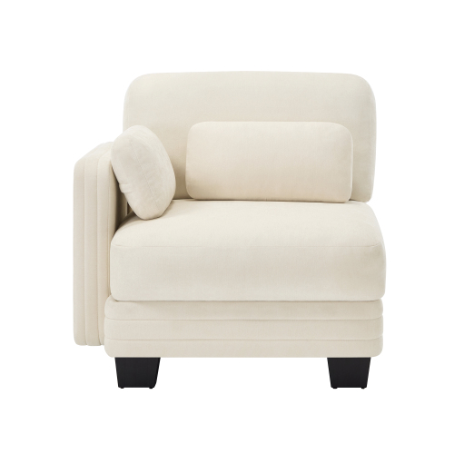 Beige Chenille LSF 1-Seat Sofa with Pillows, 34.64-Inch Square